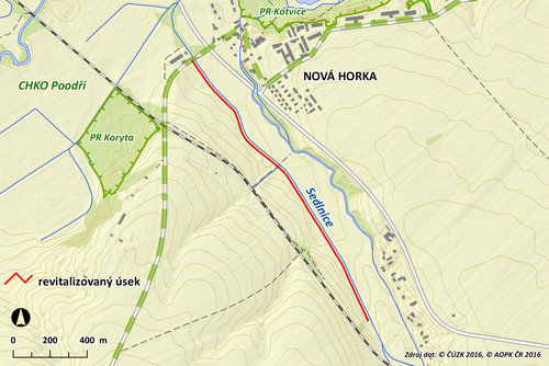 Mapka Revitalizovaný úsek Sedlnice vytvořij Jan Vrba