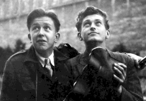 Jiż° Studniüka se spoluß†kemz Grafiky Viktorem Lomozem v roce 1949