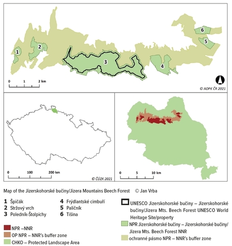 Map of the Jizerskohorské bučiny/Jizera Mountains Beech Forest  © Jan Vrba