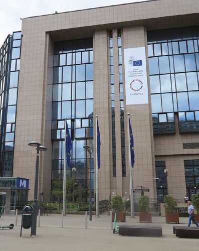A front wall of the Justus Lipsius Building in Brussels.