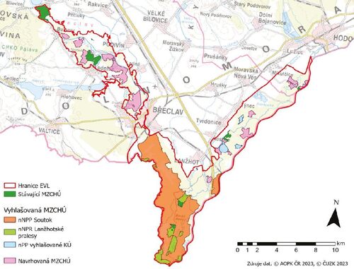 Map of proposed small-size Specially Protected Areas in the Niva Dyje/Thaya River Floodplain and the Soutok/Morava and Dyje/Thaya Rivers Confluence-Podluží Sites