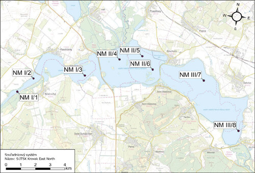 Obr. 2. Mapa umístění odběrových bodů odběru sedimentů.