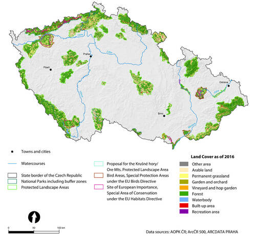 Current land cover of the areas studied. Source Nature Conservation Agency of the Czech Republic and outputs of the project.