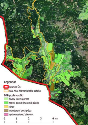 Obr. 3: Mapa vymezení zájmového území s vyznačením předmětných zemědělských půdních bloků.