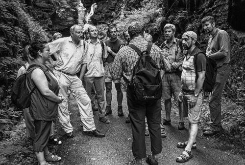 Společná Česko-německá exkurze zaměstnanců ochrany přírody (správy CHKO Labské pískovce, správ NP České a Saské Švýcarsko) v Saském Švýcarsku v červnu 2007. Foto Hana Hentschelová