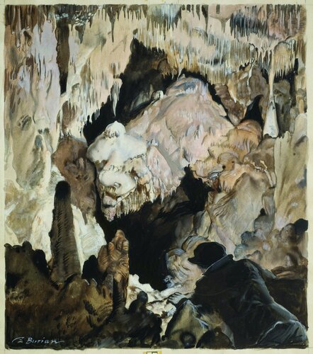 Sloupské jeskyně, Památník Karla Absolona, MZM Brno. Zdeněk Burian © heirs Sloupské jeskyně, Památník Karla Absolona, MZM Brno. Zdeněk Burian © heirs