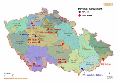 Mapa lokalit pařezení a lesní pastvy. Zdroj autoři článku